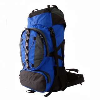 New 60+10 L Internal Frame Camping Hiking Backpack Blue  