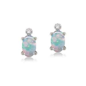  OCTOBER Birthstone Earrings 10k White Gold Opal Earrings Jewelry