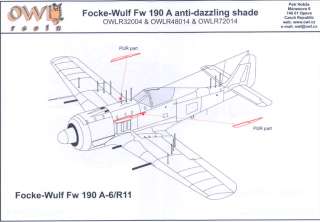 Owl Decals 1/72 FOCKE WULF Fw 190A ANTI DAZZLING SHADE Resin 
