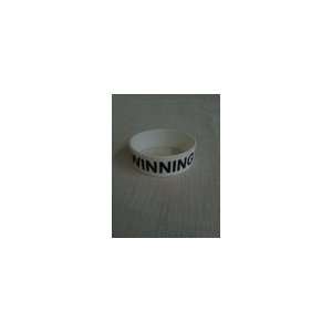  WINNING wristband white w/blk lettering 1 inch silicone band 