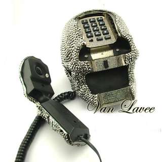 Swarovski Crystal element Bling Big Skull Punk telephone Phone  
