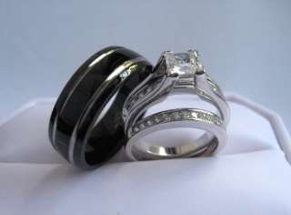 PIECE Mens/Womens Engagement Wedding Ring SET