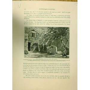  House Simon The Tanner, Tomb Of Joshua Old Print 1883 