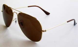 RAY BAN Aviator Sunglasses RB 3025 001/33 Gold Brown 58mm Medium NEW 