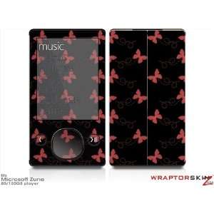  Zune 80/120GB Skin Kit   Pastel Butterflies Red on Black 