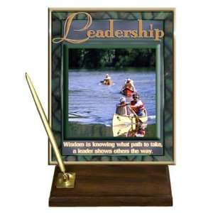 Leadership (Outdoors) Desktop Pen Set with 8 x 10 Gold Plate and 