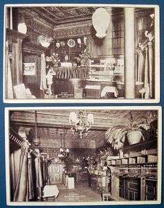 Boston, Hotel Woodcock, 2 interior views of Lobby & Stage, ornate 