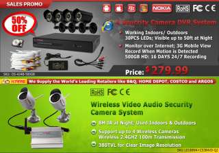 KARE Wireless Video Audio Security Camera System 8M IR 100M 2.4GHz 