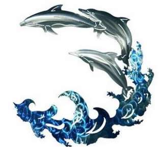 New 3D DOLPHINS METAL WALL ART Tropical Ocean Sea Decor Beach 