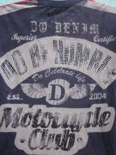 Mens DO Denim T Shirt Vintage Motorcycle Club Jeweled L  