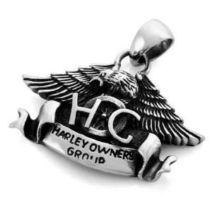   Stainless Steel Eagle Hc Harley Owners Group Pendant Necklace Jewelry
