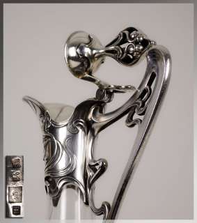 WMF: Superb 1905 German ART NOUVEAU Cut Glass & Silver DECANTER Claret 