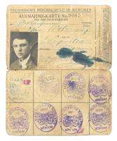 TECHNICAL COLLEGE IN MUNICH STUDENT ID CARD 1927 x  