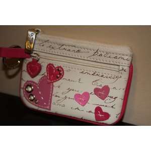 Fossil Brand Coin and ID holder with pink hearts I love you