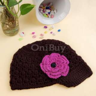 Handmade Baby Girl Crochet Knit Beanie Hat Cap+6 Flower [SKU: 12 