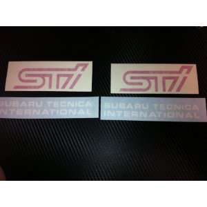 STI Racing Decal Sticker (New) Pink/white Size Is 5x1.8 , Letter 