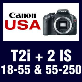 USA Model Canon EOS Rebel T2i 550D + 2 IS Lens 18 55mm & 55 250 