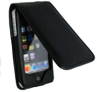 Black Leather Skin Case Cover Pouch for iPhone 4 4G 4G  