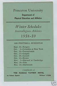 1958 1959 PRINCETON UNIVERSITY WINTER SPORTS SCHEDULE  