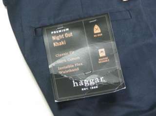 Haggar Mens Pants New Khaki Blue Classic Fit 32 x 30  