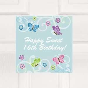 Personalized All Aflutter Aqua Window Cling   Party Decorations 