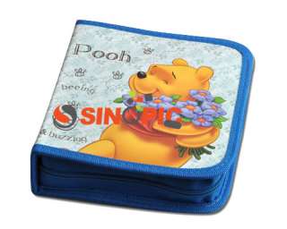 Blue Disney Winnie the pooh 40pcs DVD/CD/VCD Storage Case Bag Wallet 