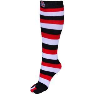   Ladies Black Scarlet Striped Knee High Toe Socks: Sports & Outdoors
