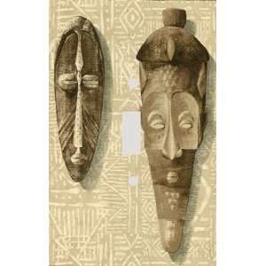 African Masks on Tan Decorative Switchplate Cover