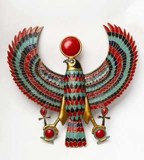 ANCIENT EGYPTIAN DEITY FALCON WINGS WALL PLAQUE STATUE  