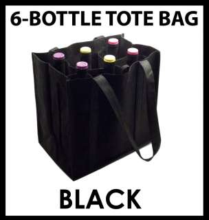 SIX BOTTLE ECO TOTE SHOP BAG WINE ALCOHOL   BLACK   NEW  