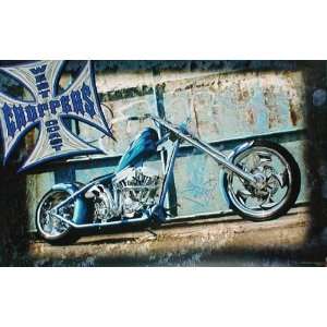  West Coast Choppers (Blue Flames Motorcycle) Poster Print 