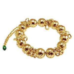  Stretch Bracelet Featuring Gold Balls and Swarovski Crystal Drop 