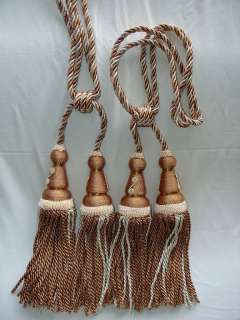 UP FOR AUCTION IS A PAIR OF (TWO) 29 DUAL TASSELS CURTAIN TIE BACK