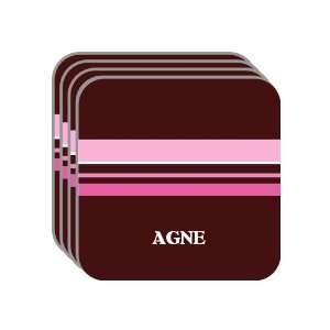Personal Name Gift   AGNE Set of 4 Mini Mousepad Coasters (pink 