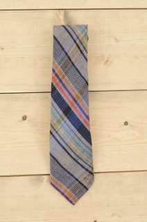 VINTAGE 70s 80s Mens MISSONI Italian Plaid Linen + Rayon Suit Tie 