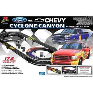 Ford Vs. Chevy Cyclone Canyon Electric Ho Slot Car Racing Set By 