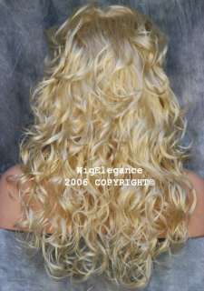   Long extra curly WIG layered Full body Pale Blonde tr ca 613  