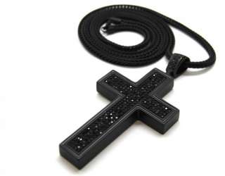 Hip Hop Cross Pendant N5053BK w/necklace 36 4mm wide Franco Chain 