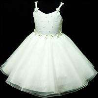   Whites Christening Wedding Party Flower Girls Pageant Dress SIZE 5 6T
