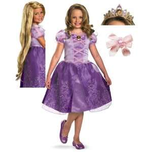 4 Item Bundle: Disney Princess Rapunzel Tangled Dress Up 