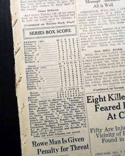   1st Ever DETROIT TIGERS Championship Win 1st Report Newspaper  