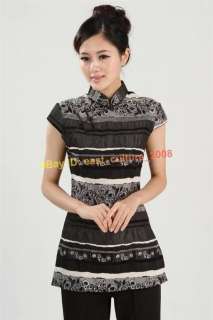 Chinese Traditional Prom Shirt Blouse Black WHS 20  