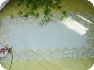 Gorgeous Satin White Cutwork w/lace Table Runner B  