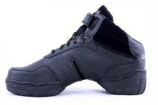 TOP! Modern Jazz Hip Hop Dance Shoes Sneakers Black Leather NEW > High 