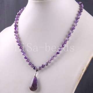 Amethyst Kunzite Loose beads Gemstone Necklace LE412  