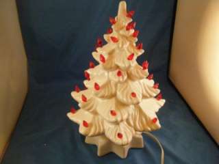 Vintage Ceramic Christmas Tree 13 inches white Atlantic mold  