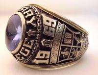 1969 Berry College 10K Mans White Gold Class Ring  