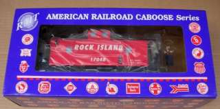 RMT ROCK ISLAND LIGHTED CABOOSE WITH FIGURE MIB  