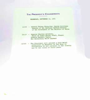 Original JFKs Hand Typed White House Schedule for 9/11/63  