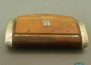 Unique Moroccan Silver Wood Snuff Tobacco Box 1920s  
